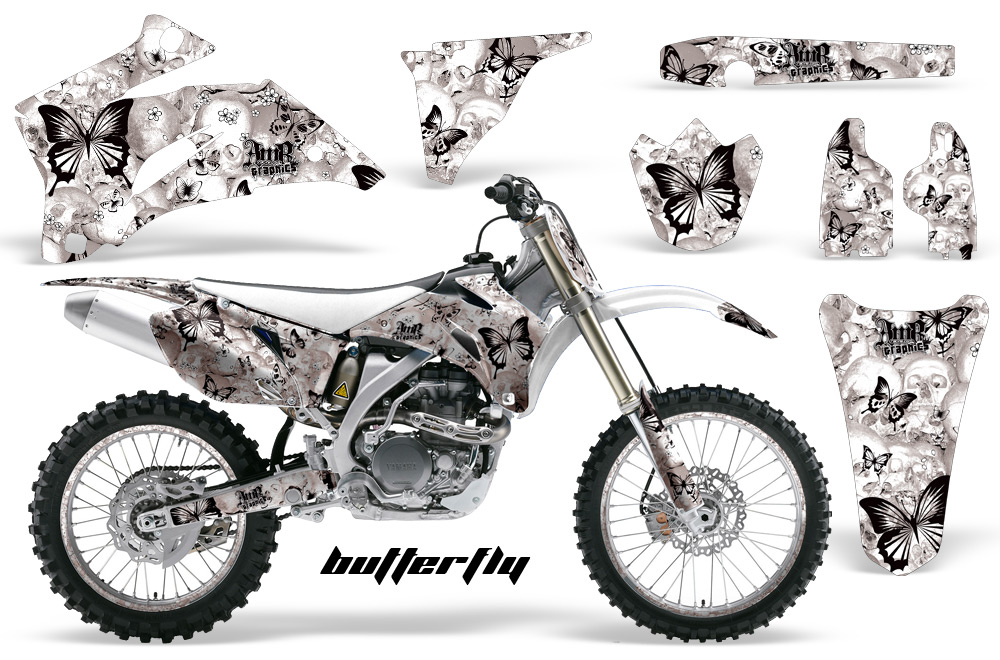 Yamaha YZ 250F 450F 02-09 Graphics Kit Butterfly Black WHITEBG NPs